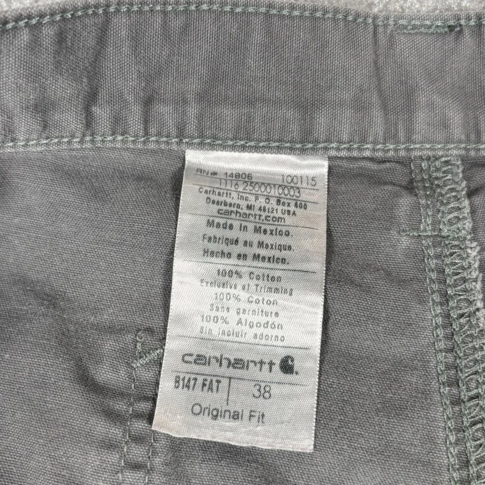 Carhartt Shorts Mens 38 Gray Canvas Original Fit Carpenter Workwear B147